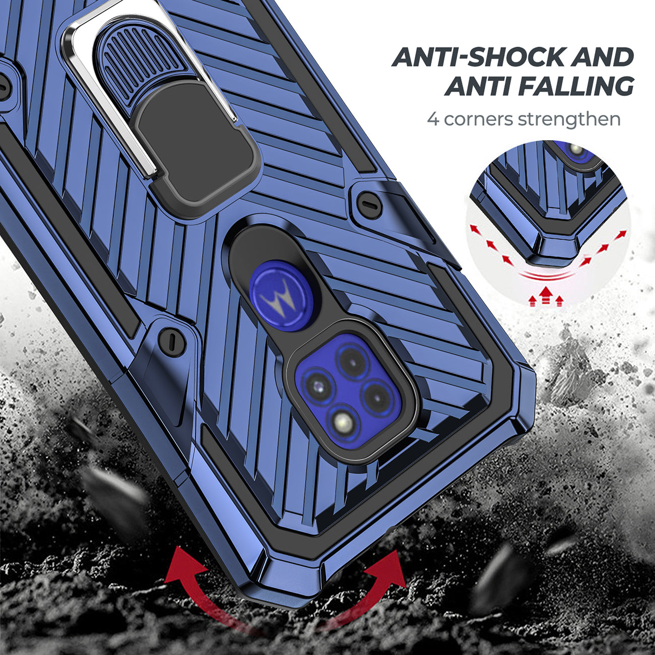 Case Kickstand Anti-Shock And Anti Falling Moto G9/ G9 Play Blue Color