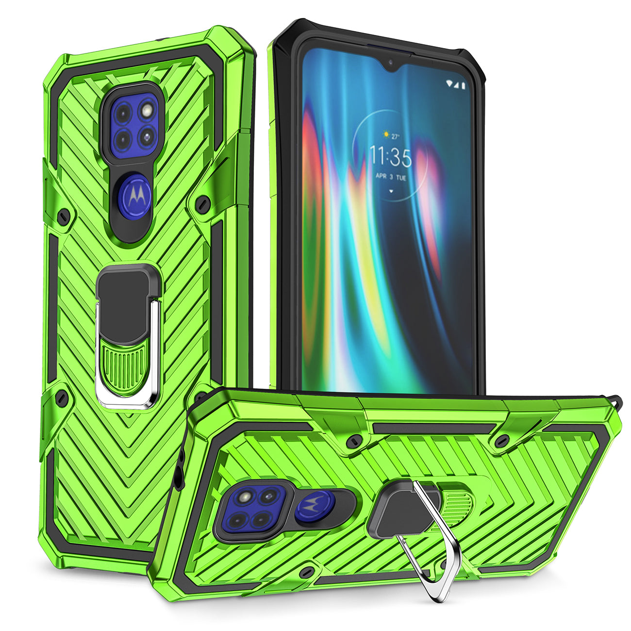 Case Kickstand Anti-Shock And Anti Falling Moto G9/ G9 Play Green Color
