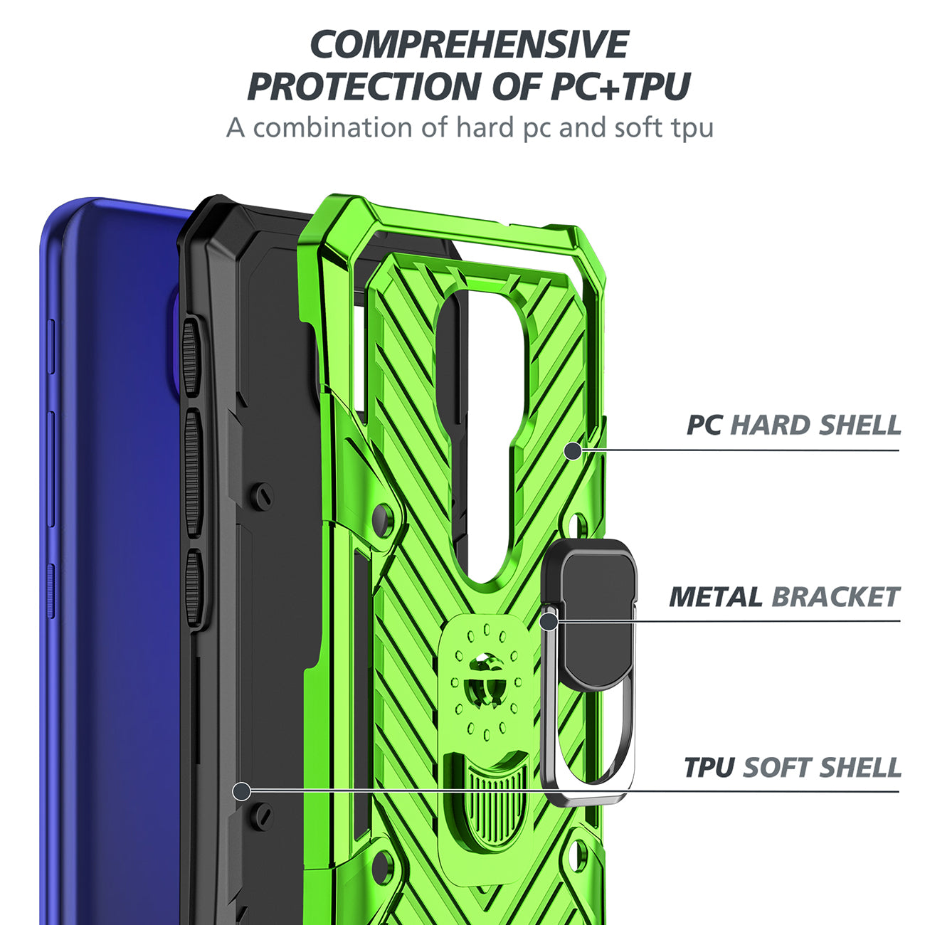 Case Kickstand Anti-Shock And Anti Falling Moto G9/ G9 Play Green Color