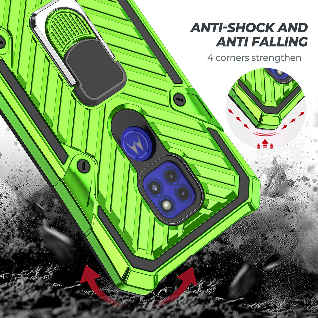 Case Kickstand Anti-Shock And Anti Falling Moto G9/ G9 Play Green Color
