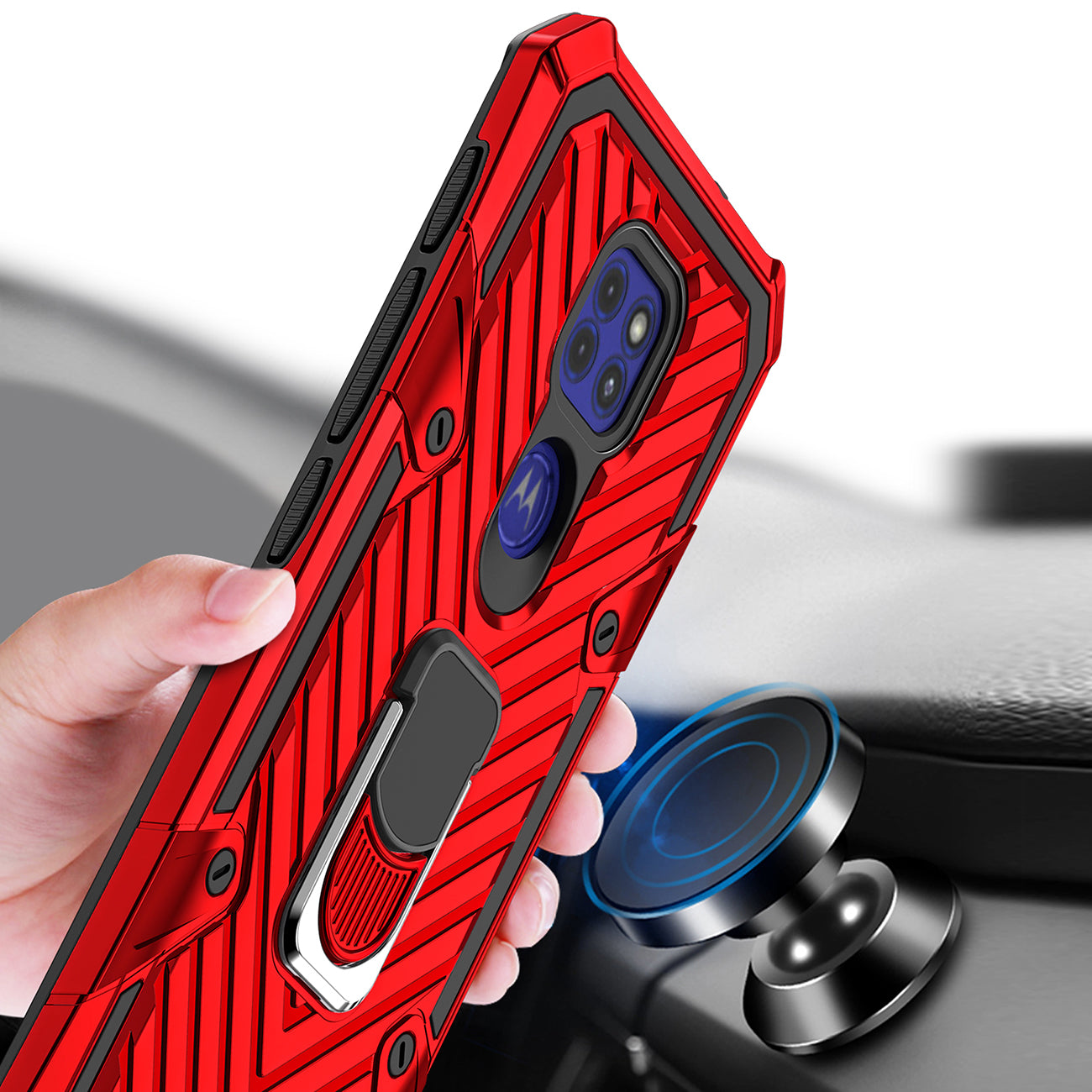 Case Kickstand Anti-Shock And Anti Falling Moto G9/ G9 Play Red Color