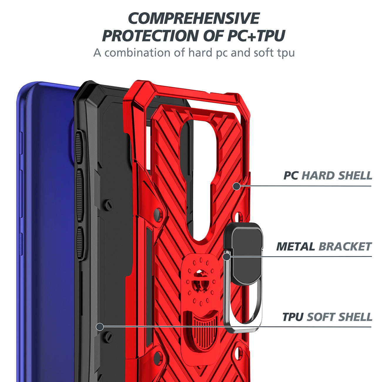 Case Kickstand Anti-Shock And Anti Falling Moto G9/ G9 Play Red Color