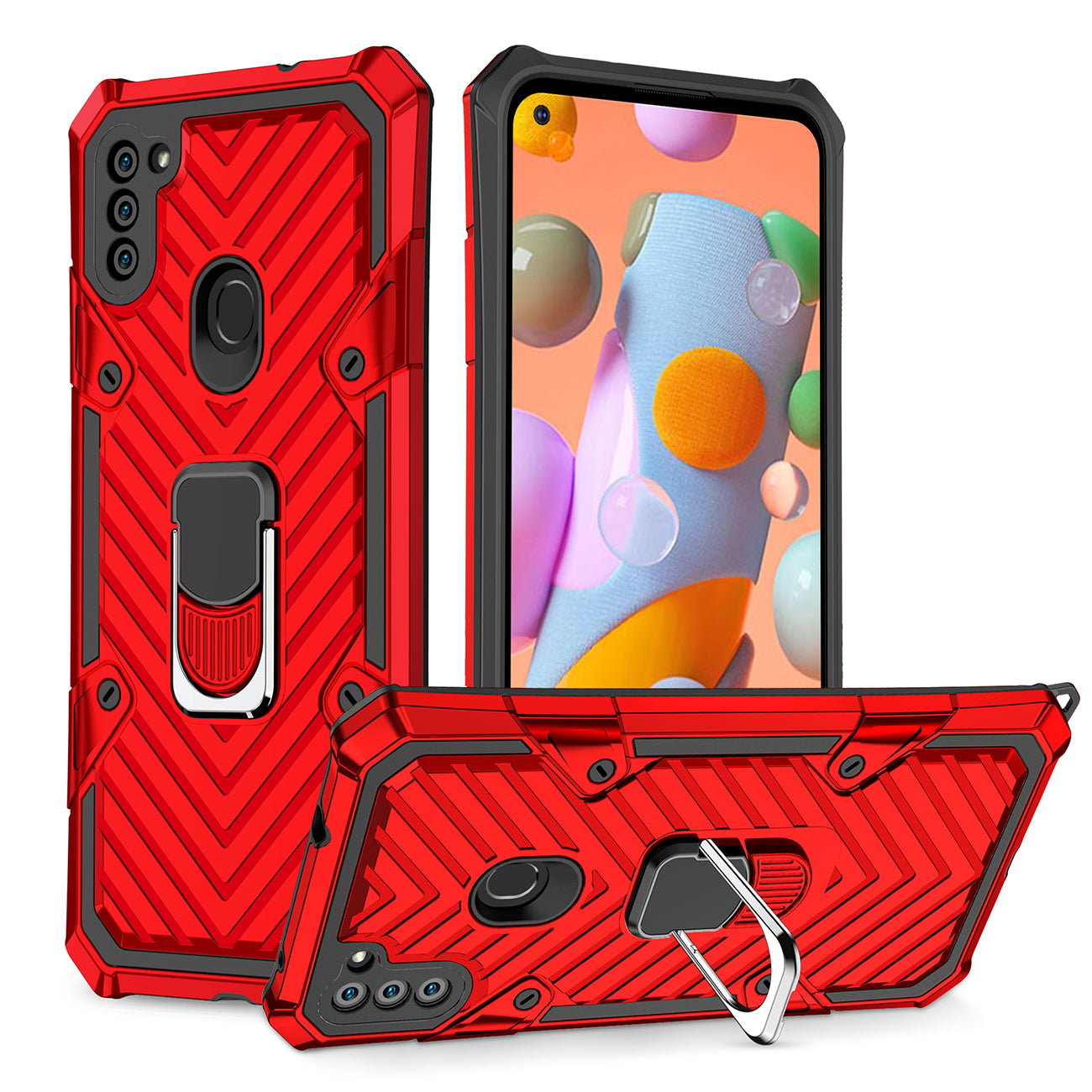 Kickstand Anti-Shock And Anti Falling Case for SAMSUNG GALAXY A11 In Red