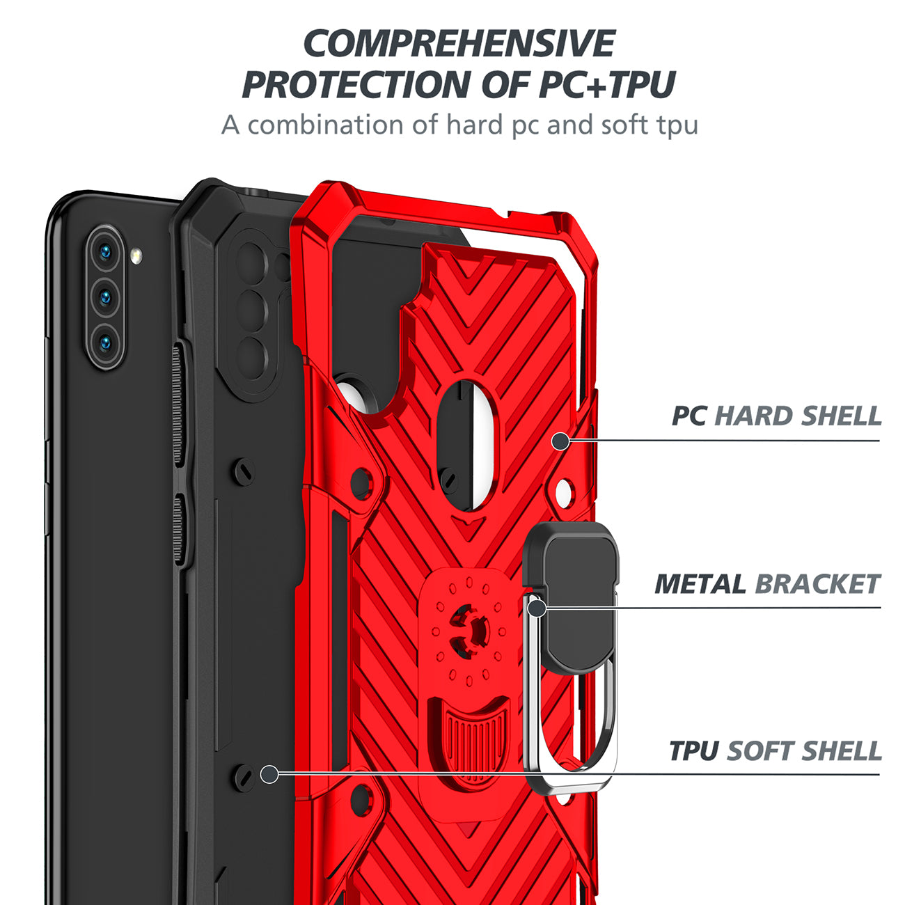 Kickstand Anti-Shock And Anti Falling Case for SAMSUNG GALAXY A11 In Red