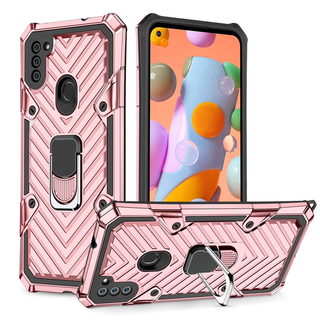 Kickstand Anti-Shock And Anti Falling Case for SAMSUNG GALAXY A11 In Rose Gold
