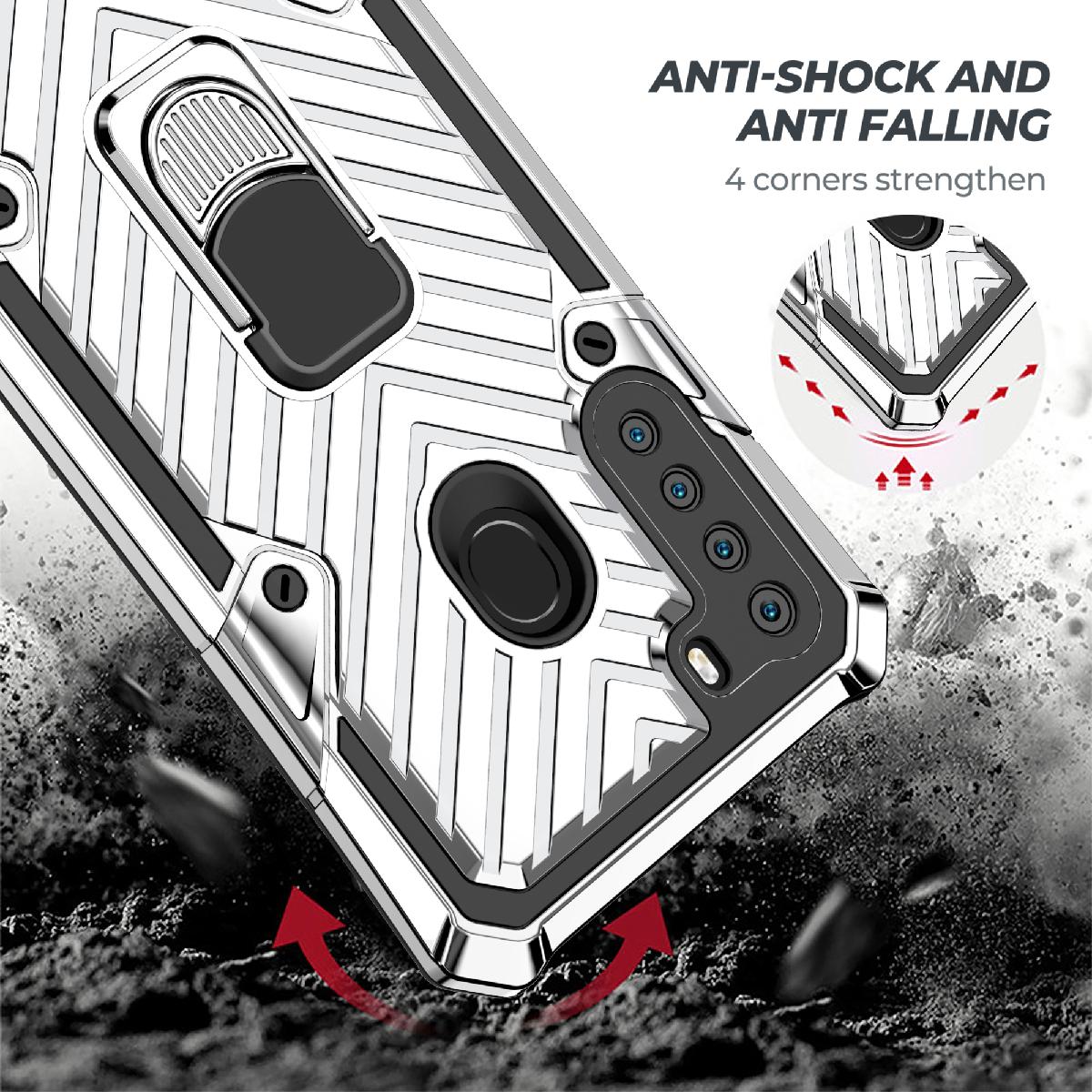 Kickstand Anti-Shock And Anti Falling Case for SAMSUNG GALAXY A21 In Silver