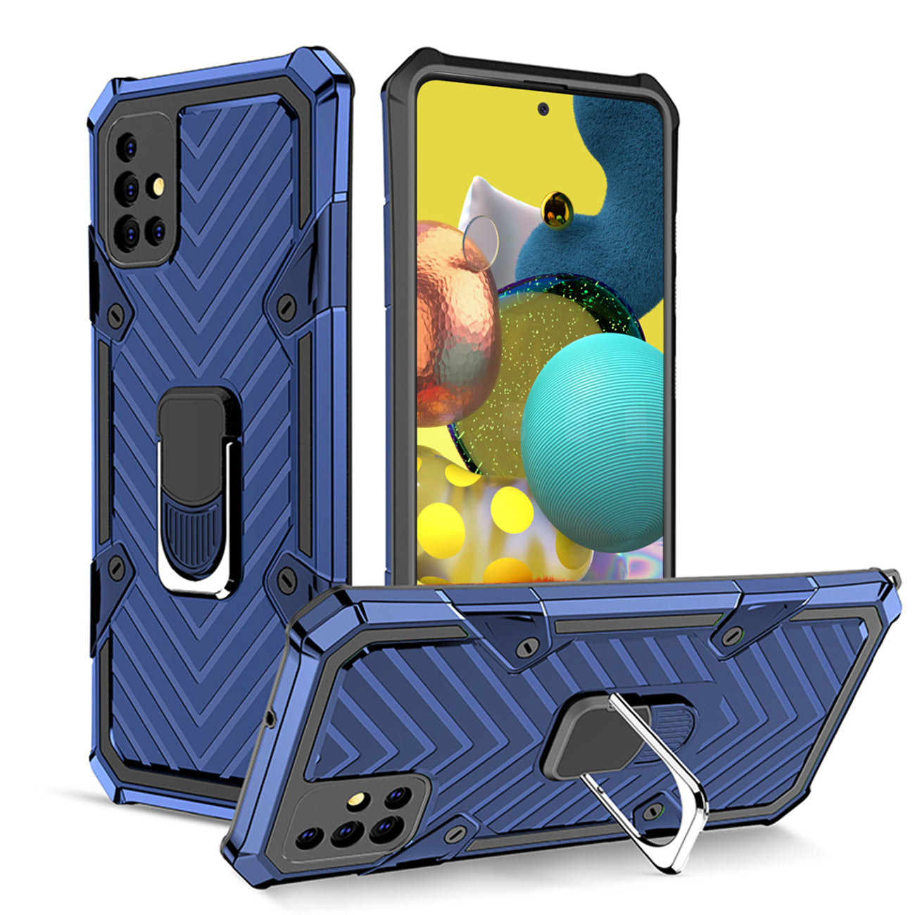 Reiko Kickstand Anti-Shock And Anti Falling Case for SAMSUNG GALAXY A51 5G In Blue