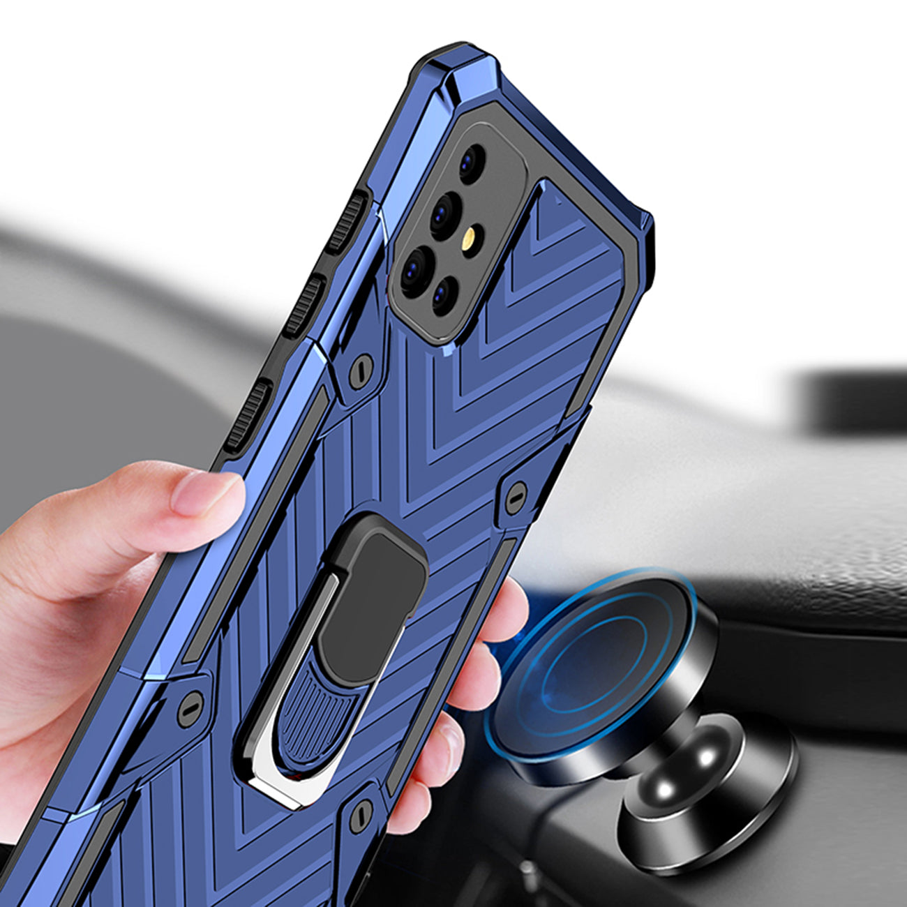 Reiko Kickstand Anti-Shock And Anti Falling Case for SAMSUNG GALAXY A51 5G In Blue
