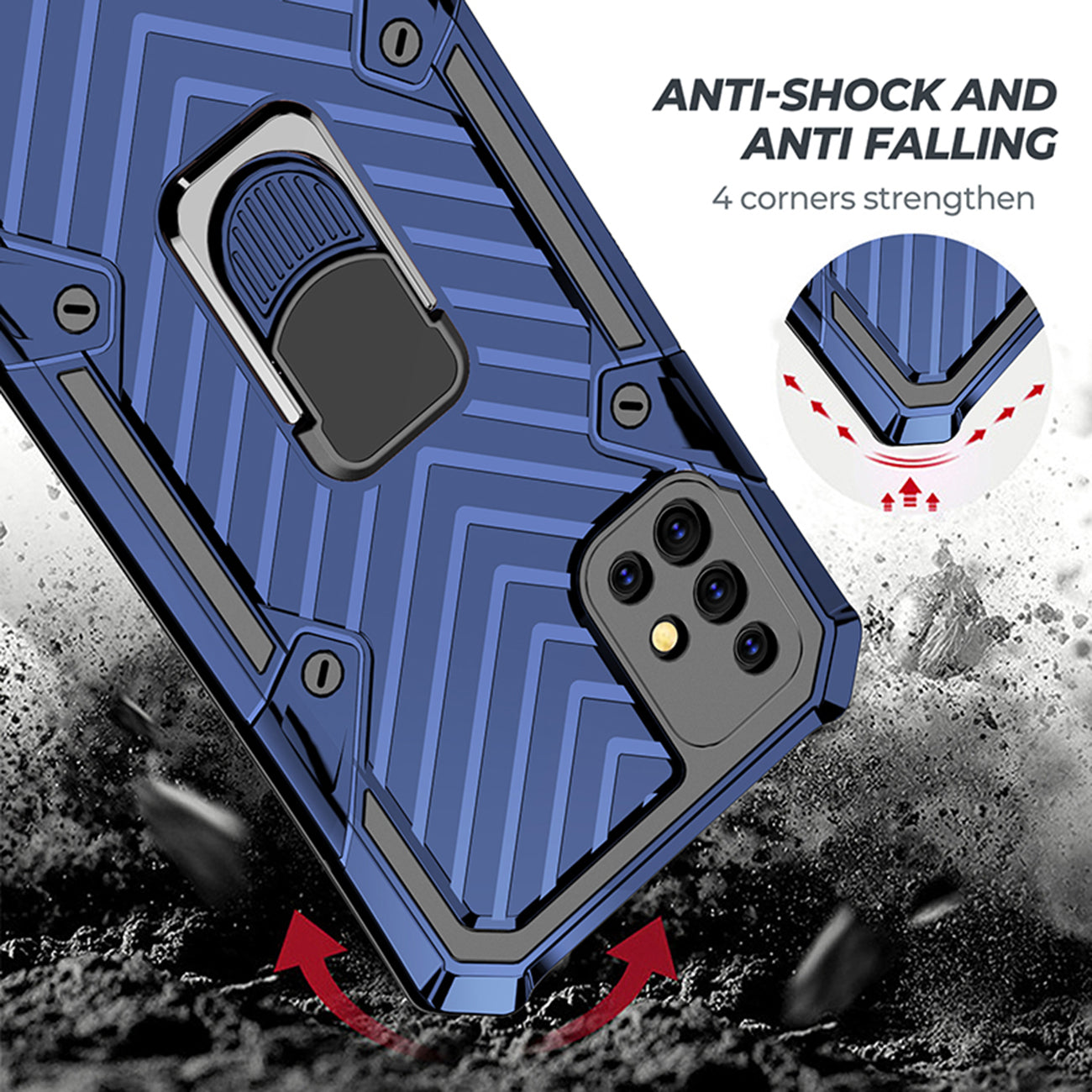 Reiko Kickstand Anti-Shock And Anti Falling Case for SAMSUNG GALAXY A51 5G In Blue