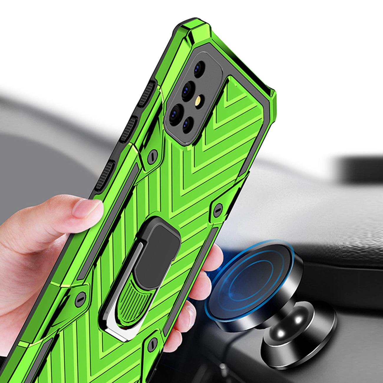 Reiko Kickstand Anti-Shock And Anti Falling Case for SAMSUNG GALAXY A51 5G In Green