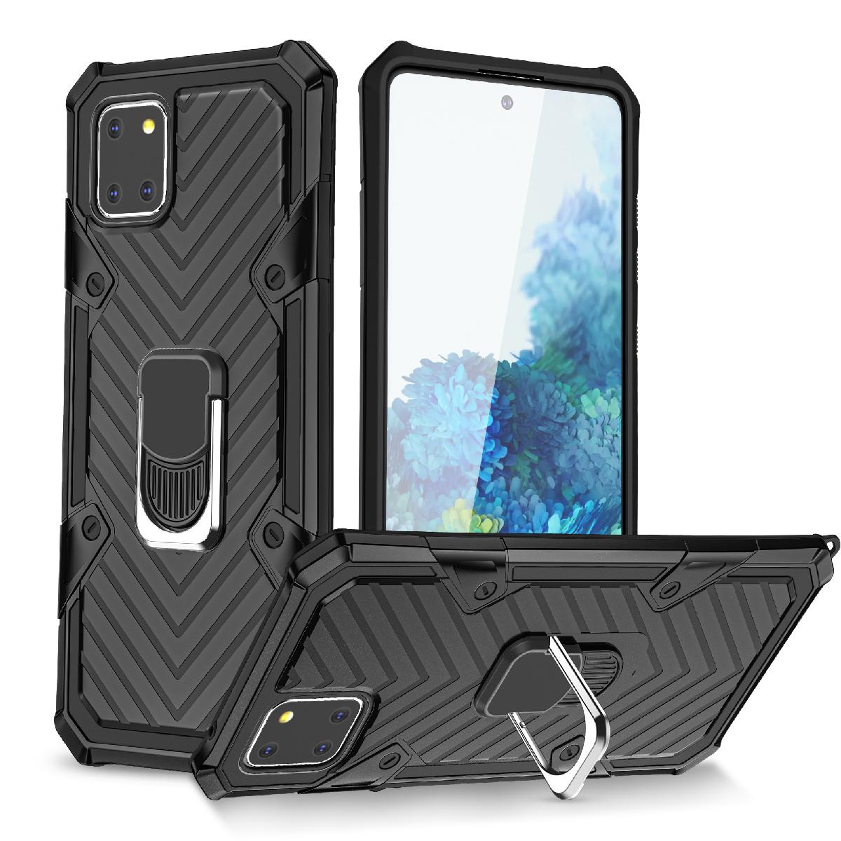 Reiko Kickstand Anti-Shock And Anti Falling Case for SAMSUNG GALAXY A81 In Black