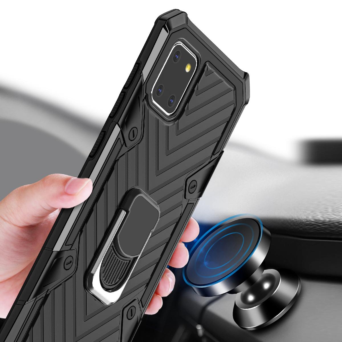 Reiko Kickstand Anti-Shock And Anti Falling Case for SAMSUNG GALAXY A81 In Black