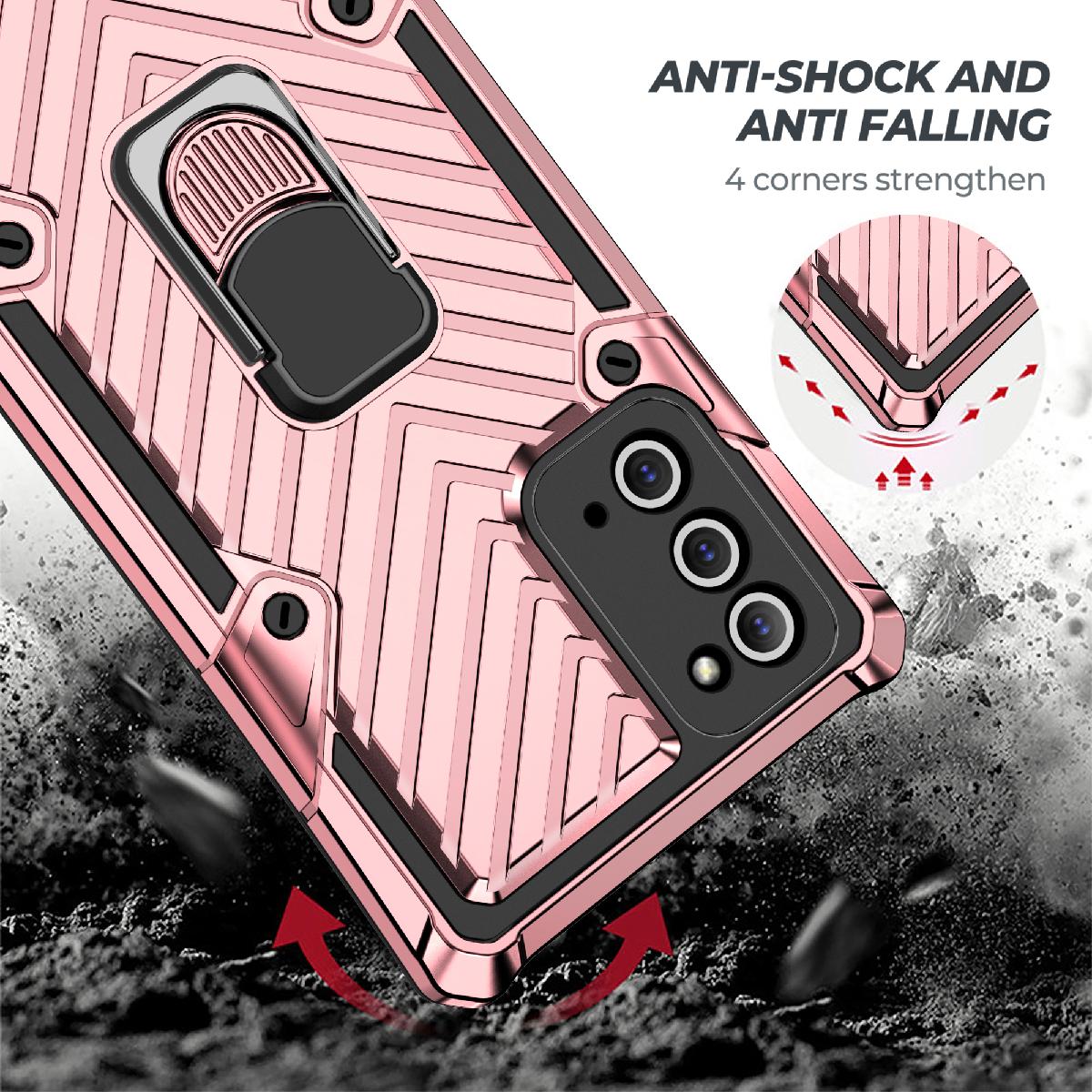 Reiko Kickstand Anti-Shock And Anti Falling Case for SAMSUNG GALAXY NOTE 20 ULTRA In Rose Gold