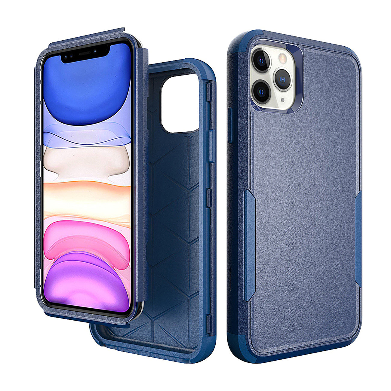 Case Hybrid Heavy Duty Defender Rugged Armor 3 in 1 Apple iPhone 11 Pro Max Blue Color