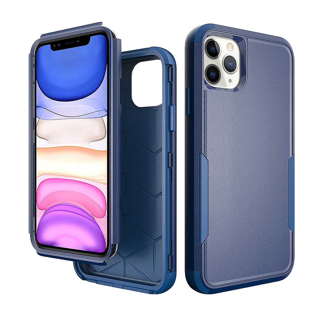 Case Hybrid Rugged Armor Heavy Duty Defender 3 in 1 Apple iPhone 11 Pro Blue Color