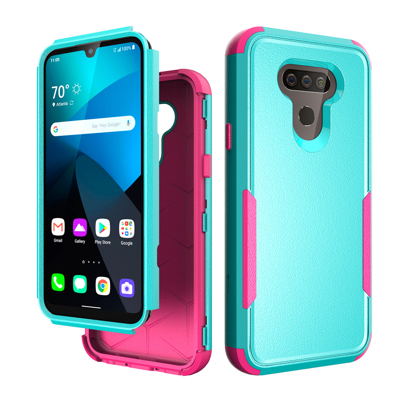 Case Hybrid 3 in 1 Heavy Duty Defender Rugged Armor LG HARMONY 4 Green Color