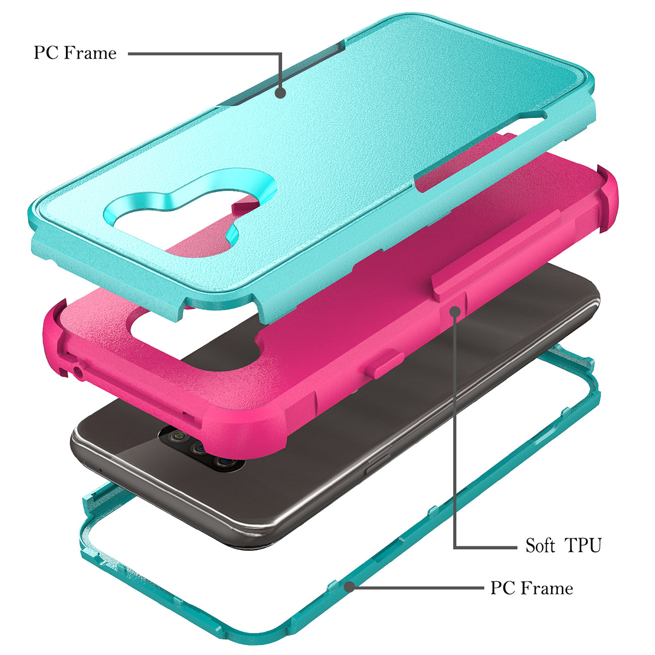 Case Hybrid 3 in 1 Heavy Duty Defender Rugged Armor LG HARMONY 4 Green Color