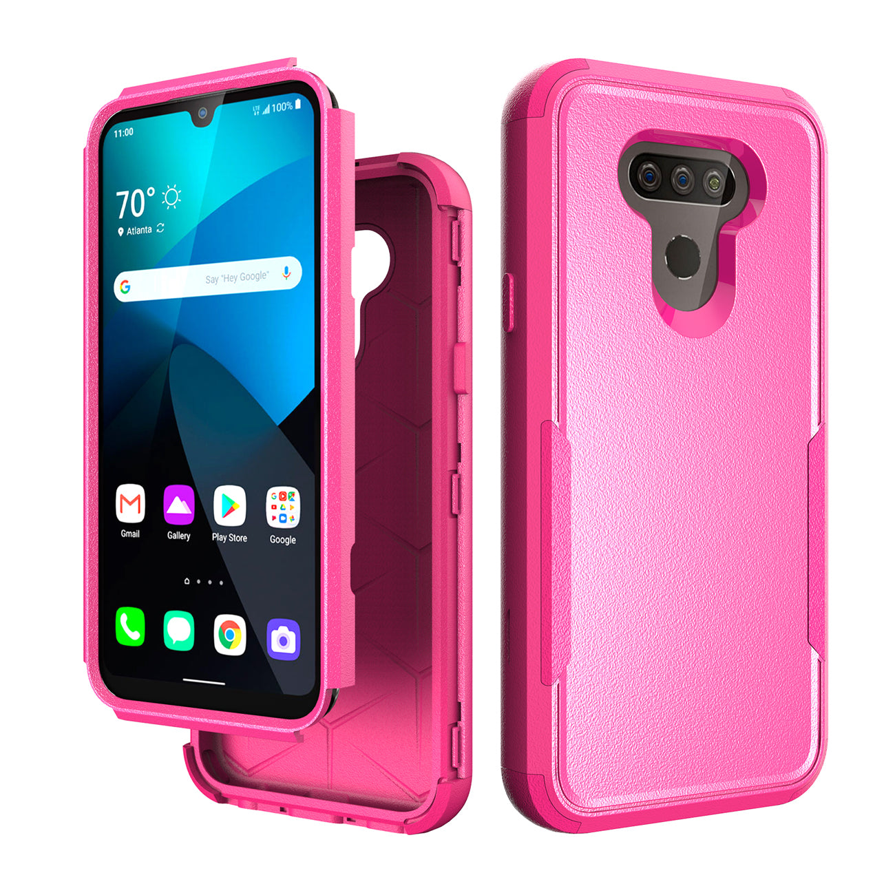 Case Hybrid 3 in 1 Heavy Duty Defender Rugged Armor LG HARMONY 4 Hot Pink Color