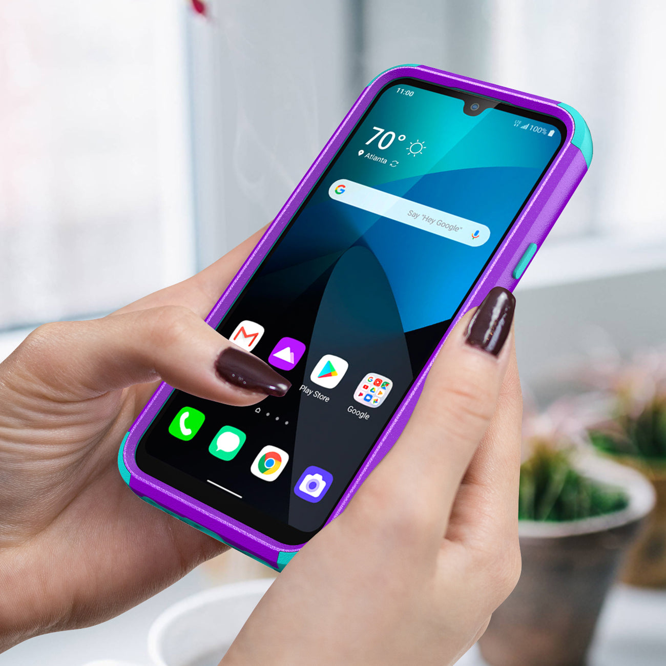 Case Hybrid 3 in 1 Heavy Duty Defender Rugged Armor LG HARMONY 4 Purple Color