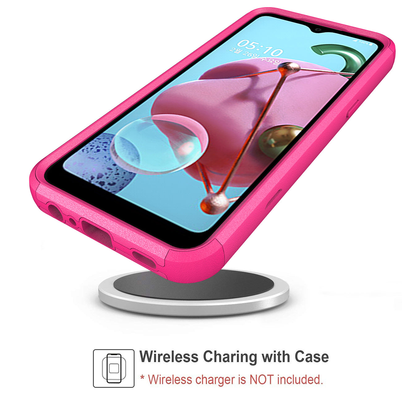 Case Hybrid 3 in 1 Heavy Duty Defender Rugged Armor LG K51 Hot Pink Color