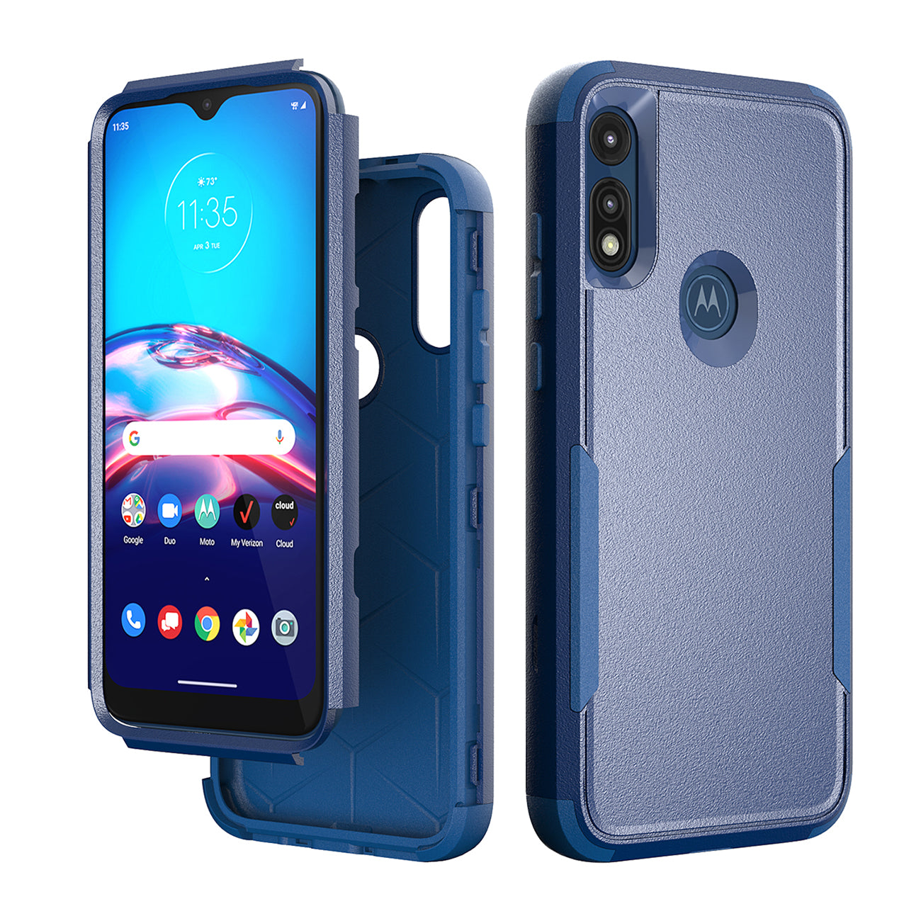 Case Hybrid 3 in 1 Heavy Duty Defender Rugged Armor Motorola E7 2020 Blue Color