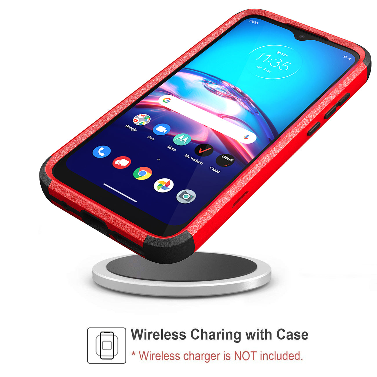 Case Hybrid 3 In 1 Heavy Duty Defender Rugged Armor Motorola E7 2020 Red Color