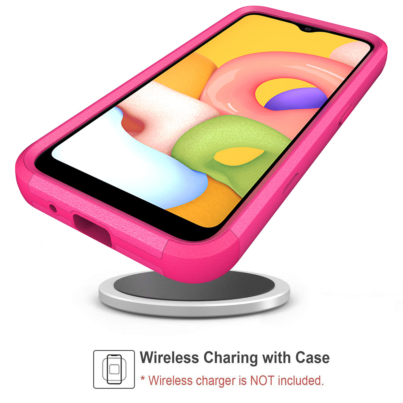 3in1 Hybrid Heavy Duty Defender Rugged Armor Military Grade Case For SAMSUNG GALAXY A01 In Hot pink