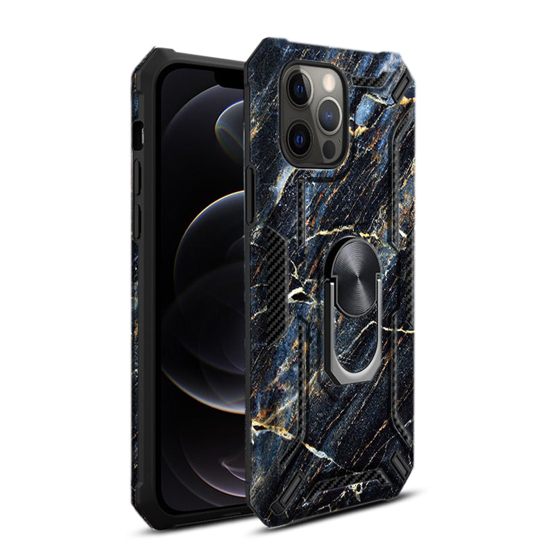 Reiko Phone Case with Magnetic Ring Holder For IPHONE 12/ IPHONE 12 PRO In Black