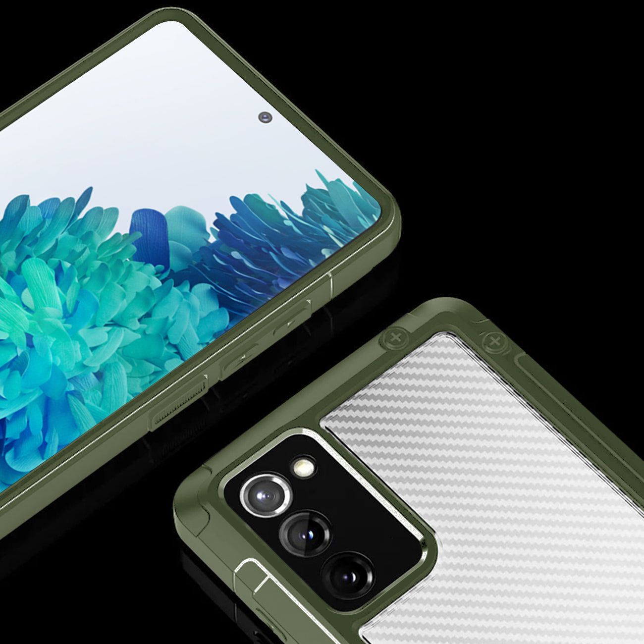 Case Bumper PC Scratch-Resistant And Shockproof With Carbon Fiber Pattern Samsung Galaxy S20 Fan Edition Green Color