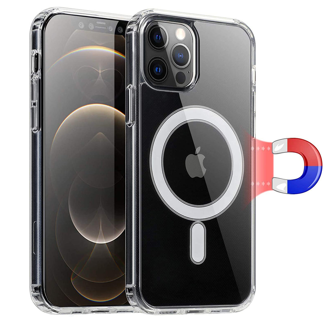 Magnetic Wireless Charging TPU Bumper Case For iPhone 12 Pro Max In Clear