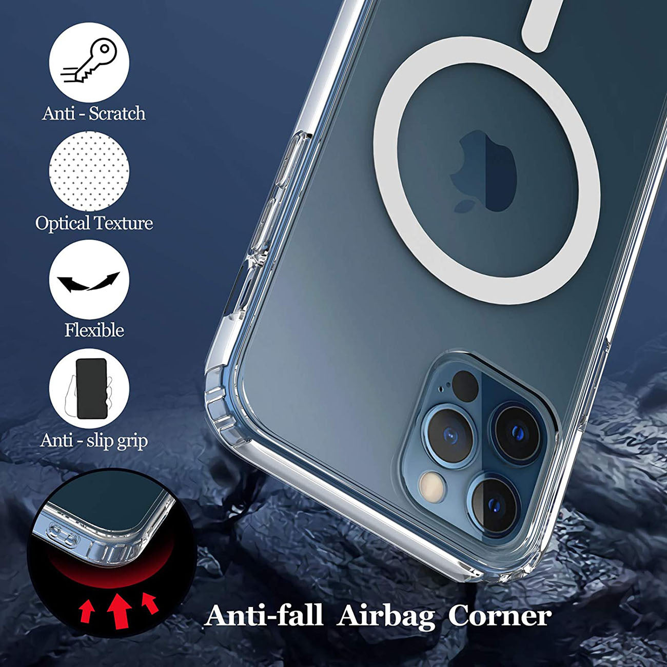 Magnetic Wireless Charging TPU Bumper Case For iPhone 12 Pro Max In Clear