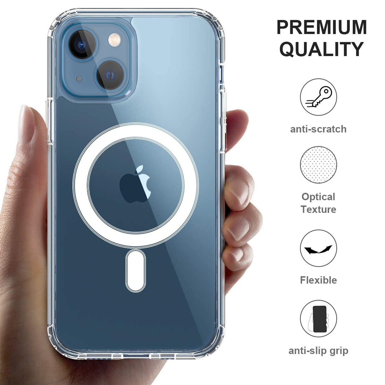 Reiko Magnetic Wireless Charging TPU Bumper Case For iPhone 13 Mini In Clear