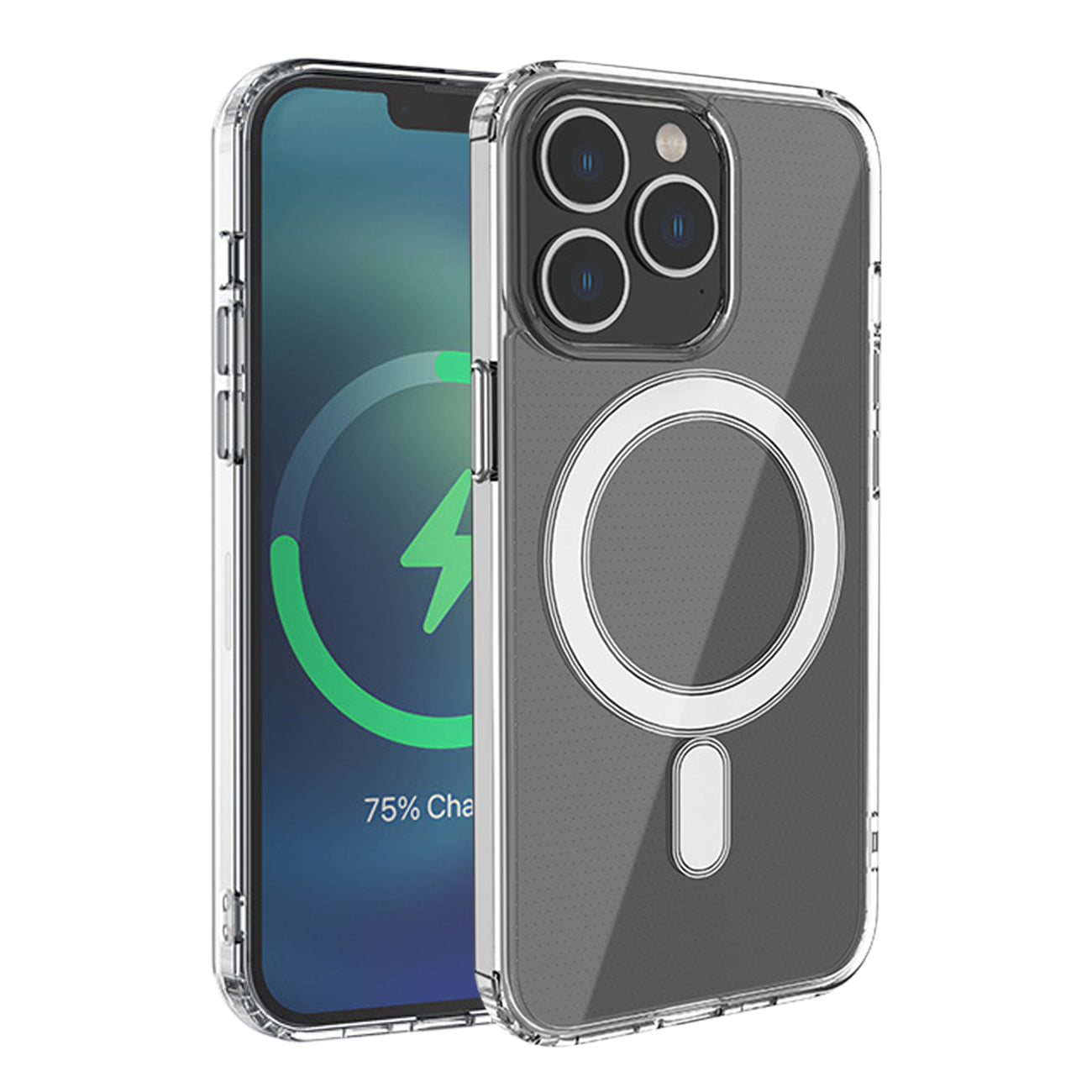 Reiko Magnetic Wireless Charging TPU Bumper Case For iPhone 13 Pro In Clear