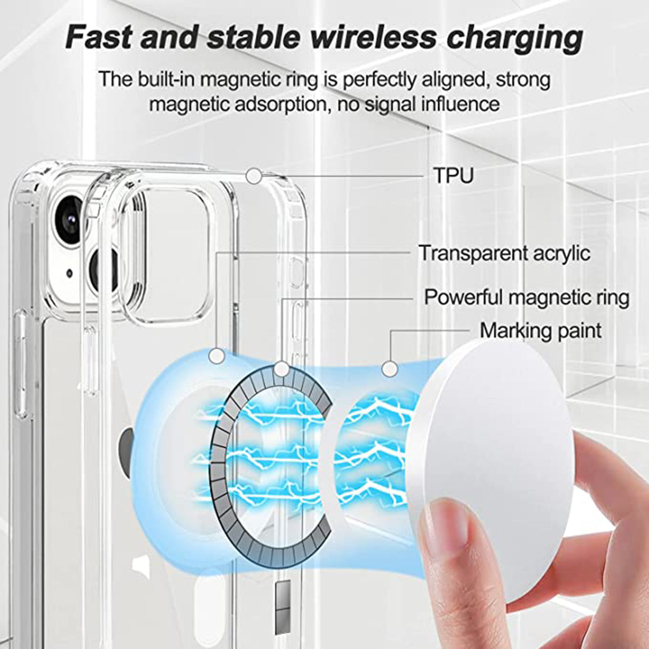 Reiko Magnetic Wireless Charging TPU Bumper Case For iPhone 14 In Clear