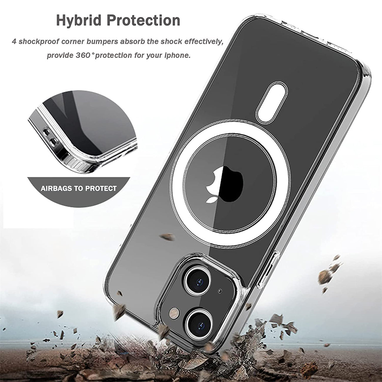 Reiko Magnetic Wireless Charging TPU Bumper Case For iPhone 14 In Clear