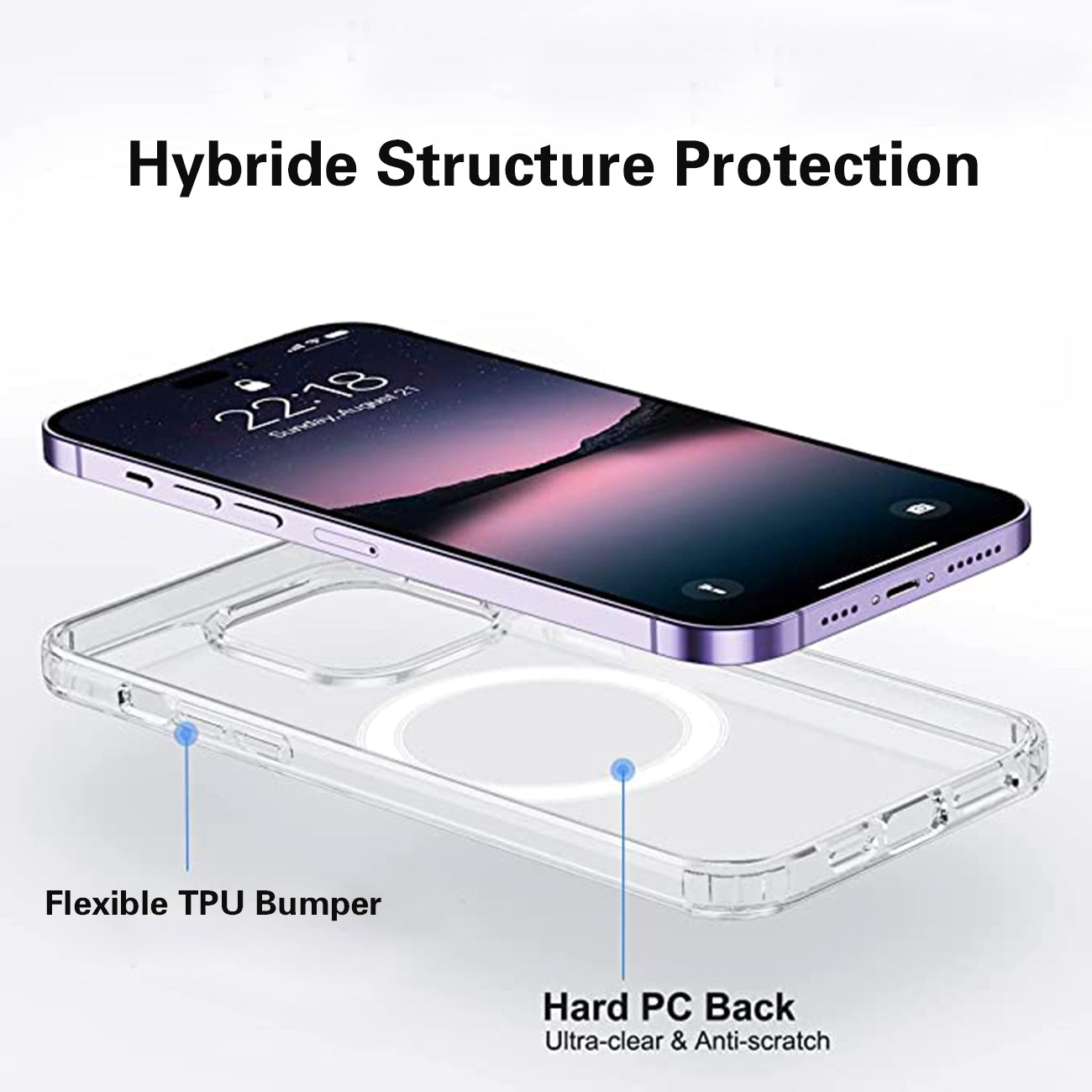 Reiko Magnetic Wireless Charging TPU Bumper Case For iPhone 14 Pro In Clear
