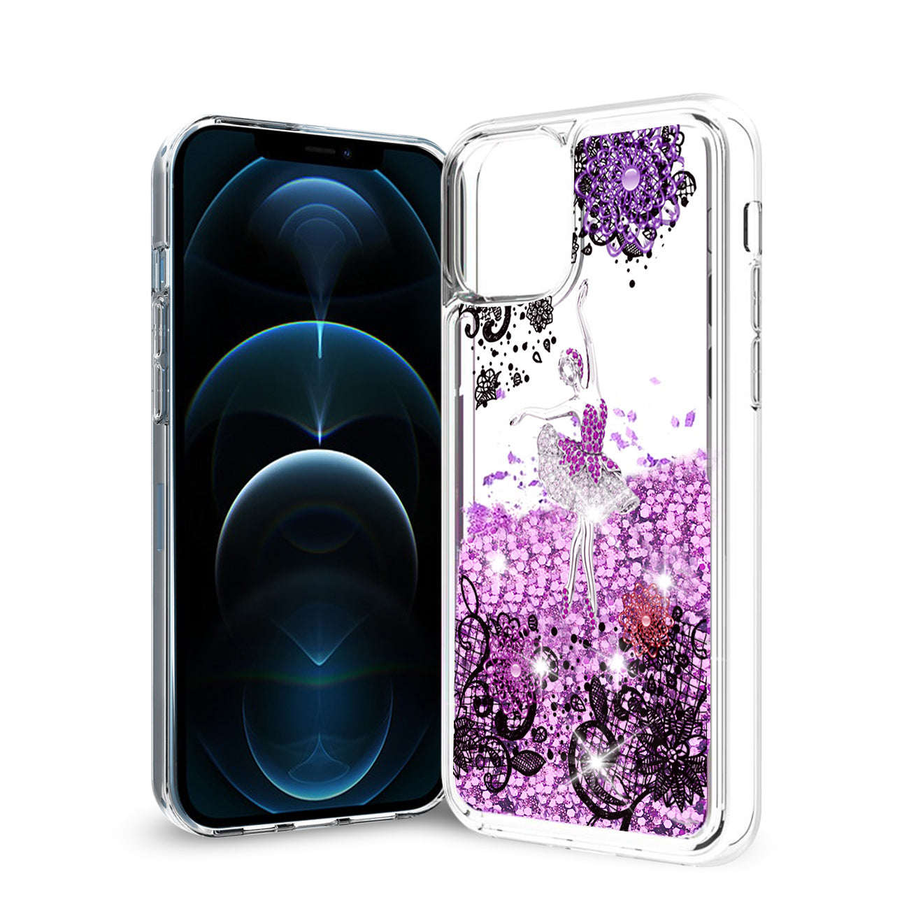 Case Moving Quicksand Ballerina Reiko iPhone 12 Pro Max Glitter Purple Color