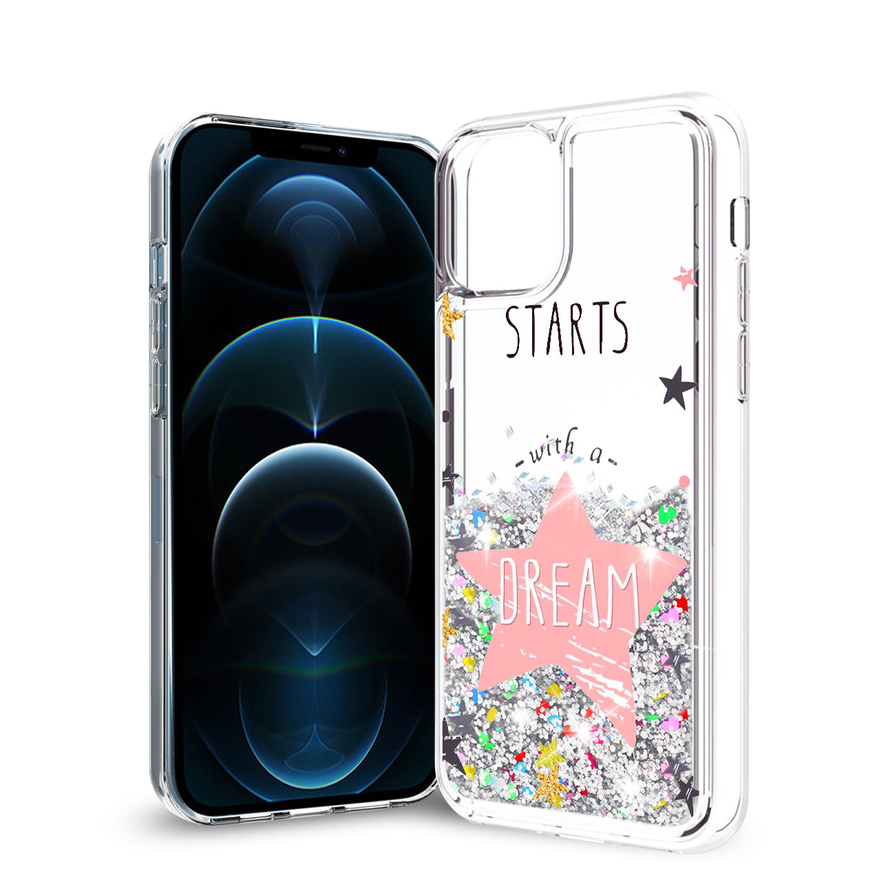 Case Moving Quicksand iPhone Glitter 12 Pro Max Dream Silver Color