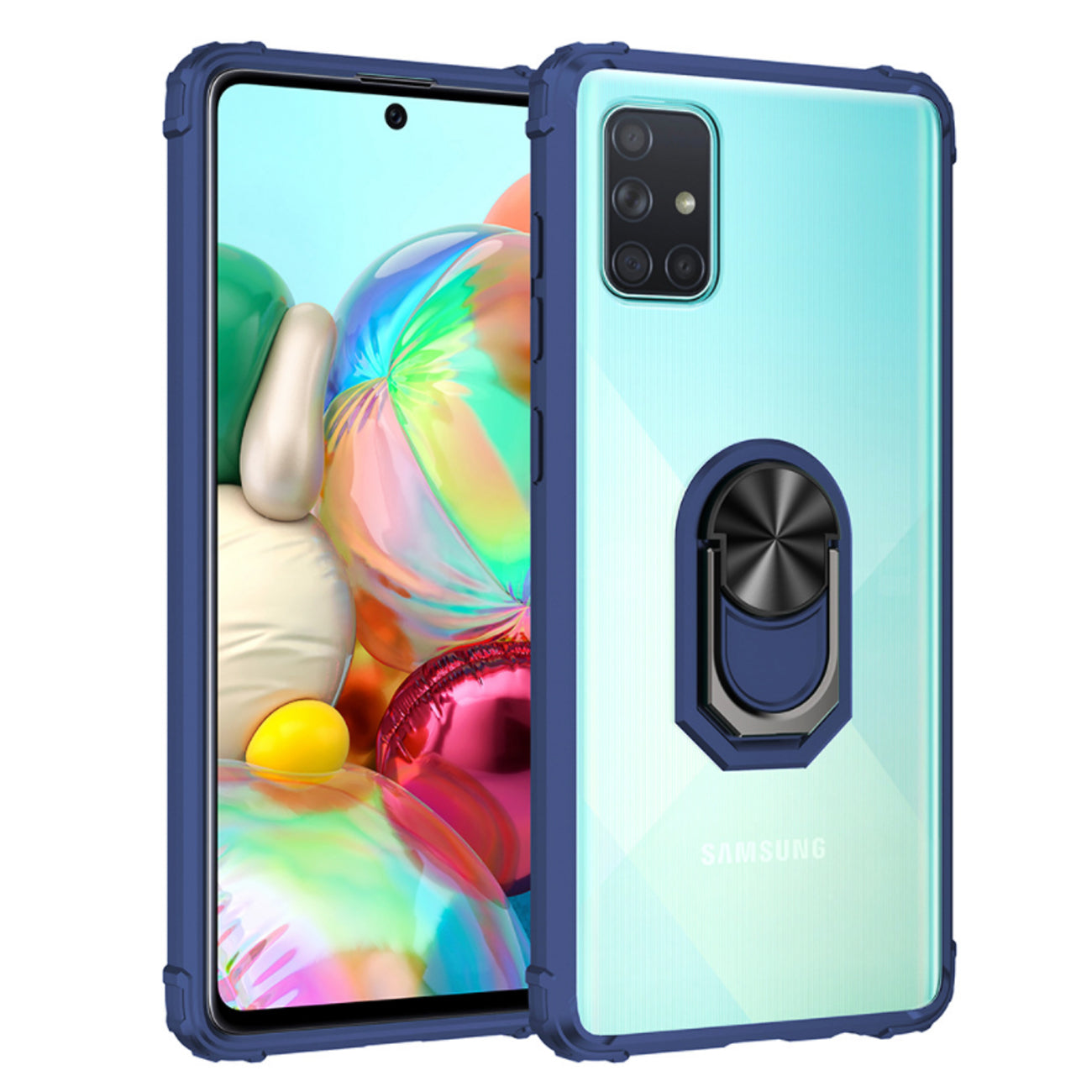 Kickstand Ring Holder TPU Shockproof Case With Magnetic Car MountSAMSUNG GALAXY A51 5G In Blue