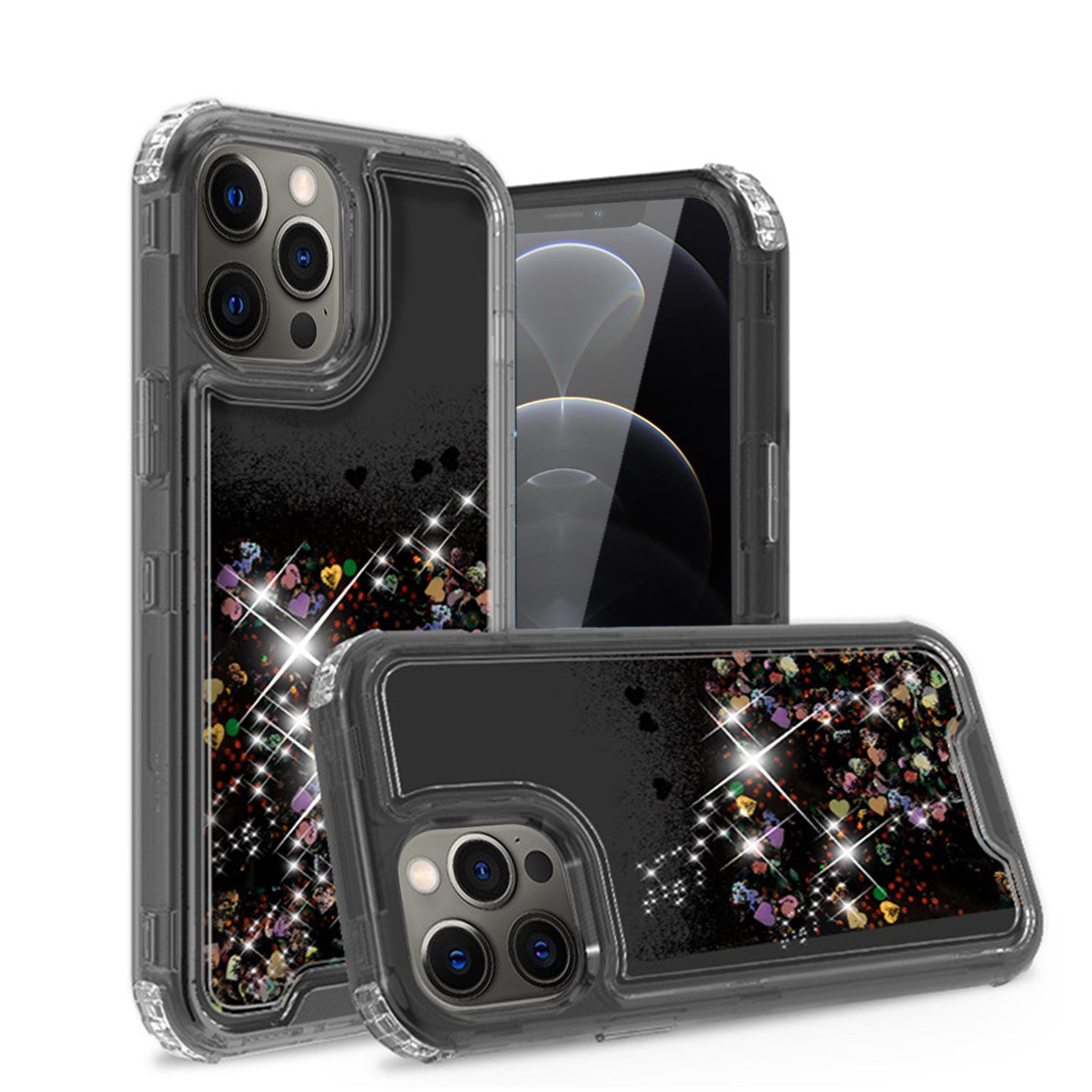 Case Moving Quicksand Apple iPhone 12 Pro Max Glitter Black Color