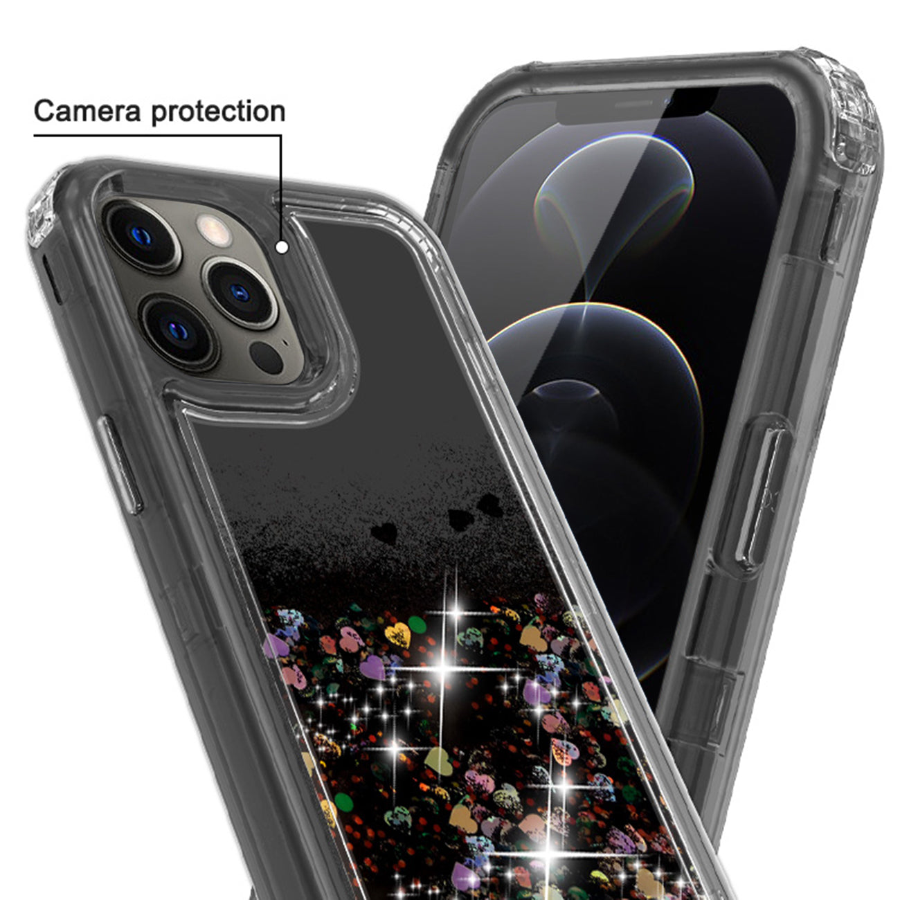 Case Moving Quicksand Apple iPhone 12 Pro Max Glitter Black Color