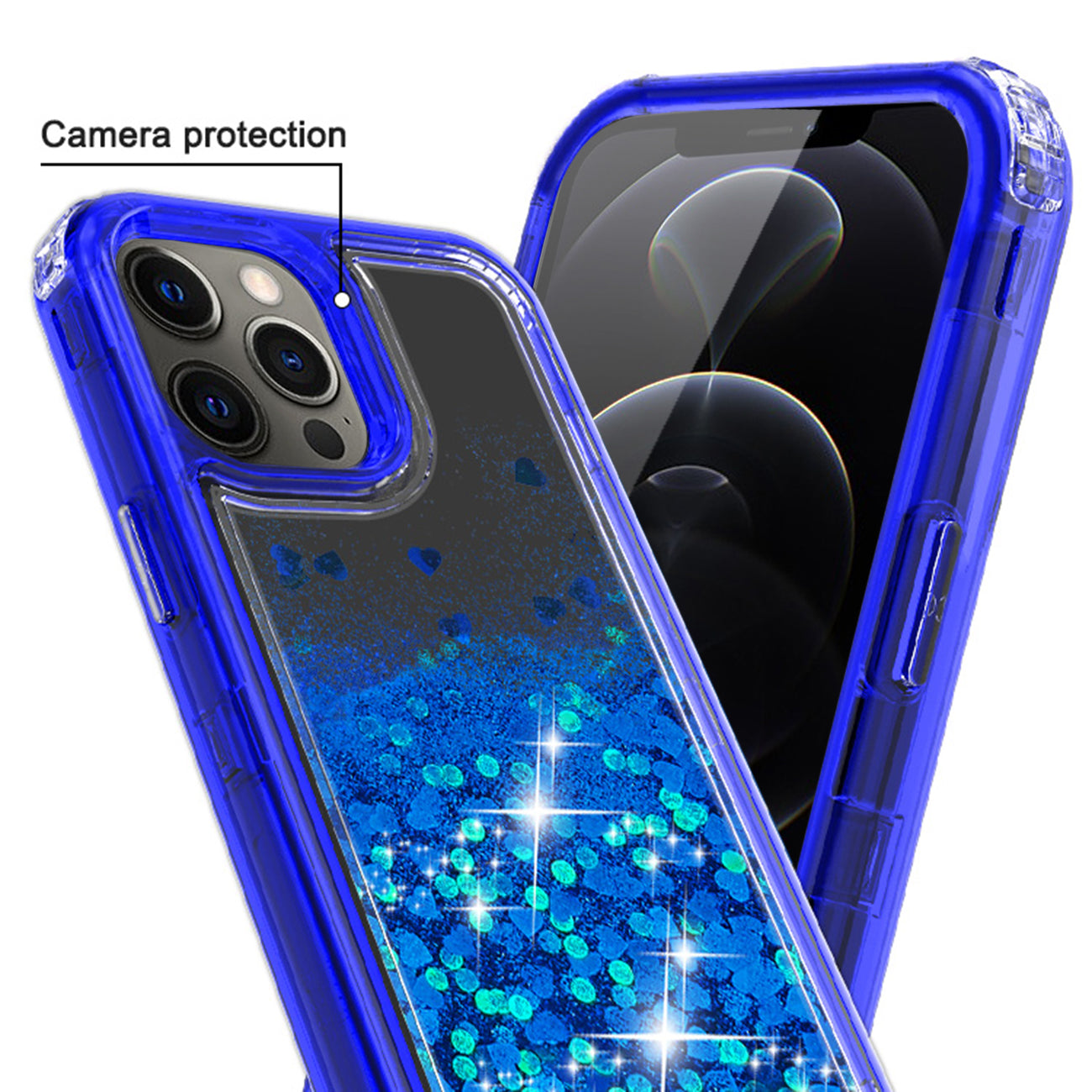 Case Moving Quicksand Apple iPhone 12 Pro Max Glitter Black And Navy Color