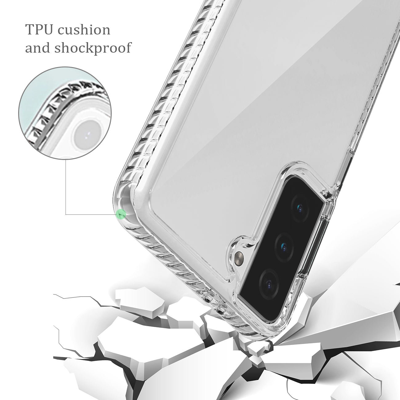 Case Bumper TPU Shockproof With Embedded Coil Samsung Galaxy S21/ S30 Plus Clear Black Color
