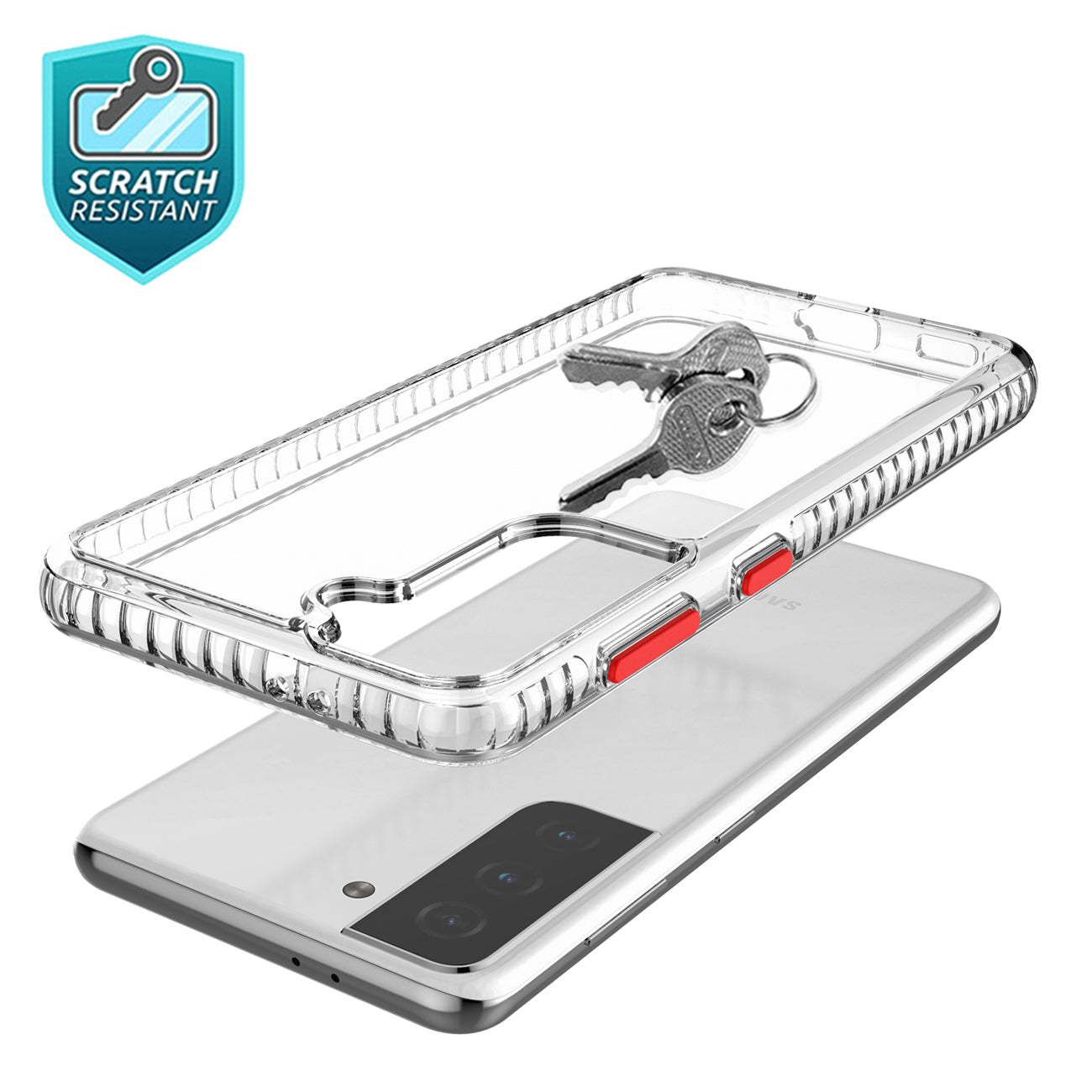 Case Bumper TPU Shockproof With Embedded Coil Samsung Galaxy S21/ S30 Plus Clear Red Color