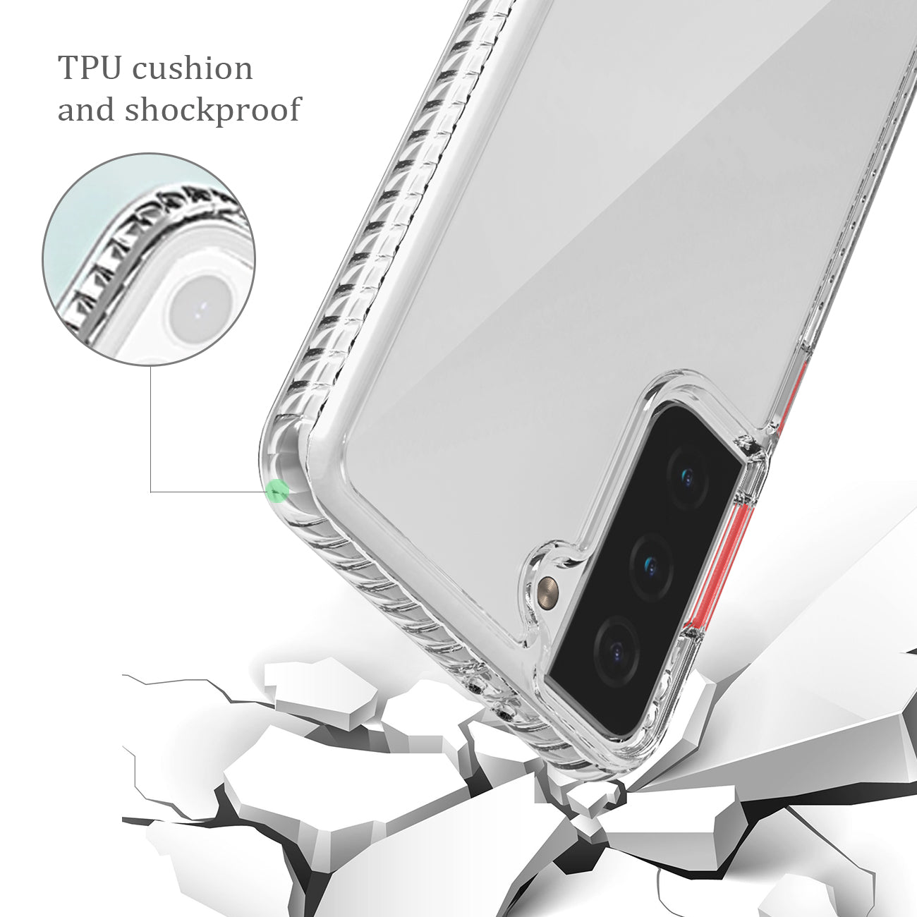 Case Bumper TPU Shockproof With Embedded Coil Samsung Galaxy S21/ S30 Plus Clear Red Color