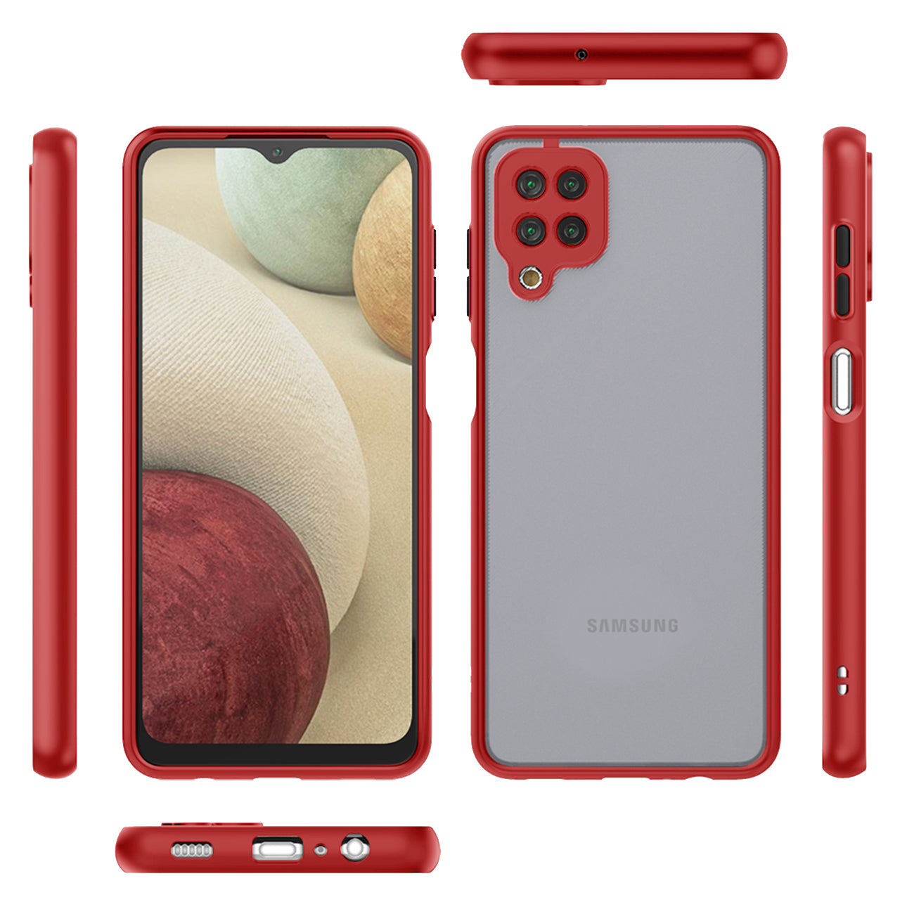 Case Camera Protection Translucent Samsung Galaxy A12 5G Red Color