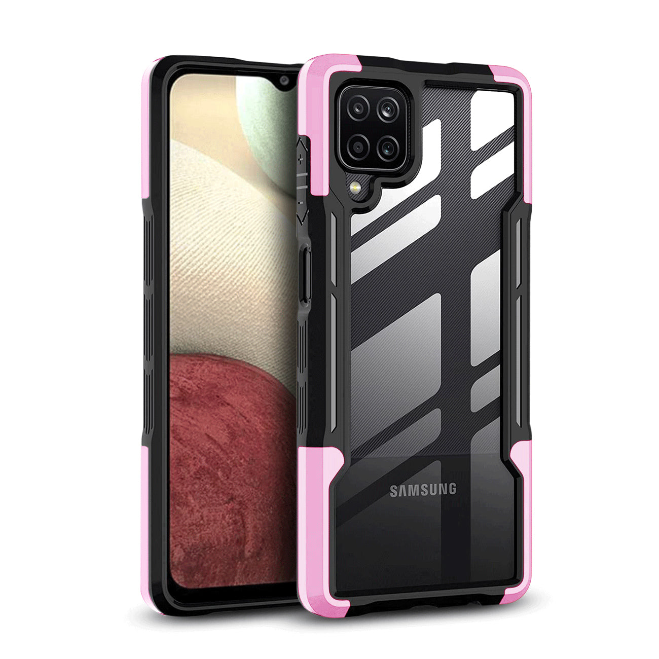 Case Shockproof Excellent Grip Silky Feeling Samsung A12 5G Pink Color