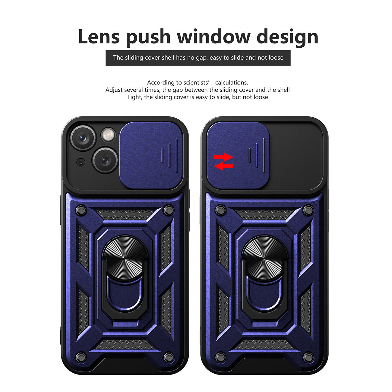 Kickstand Ring Holder with Camera Cover TPU Magnetic Car Mount for IPHONE 15 PLUS In Blue