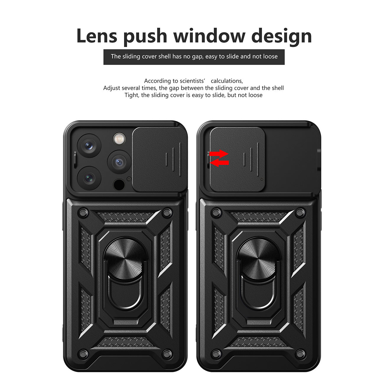 Kickstand Ring Holder with Camera Cover TPU Magnetic Car Mount for IPHONE 15 PRO In Black