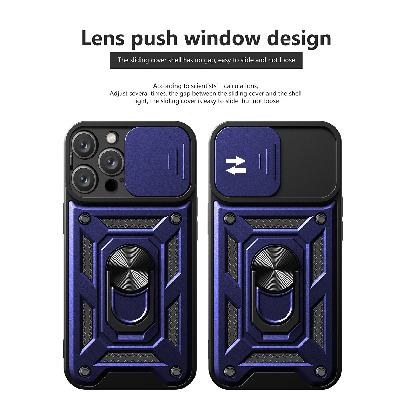 Kickstand Ring Holder with Camera Cover TPU Magnetic Car Mount for IPHONE 15 PRO MAX In Blue
